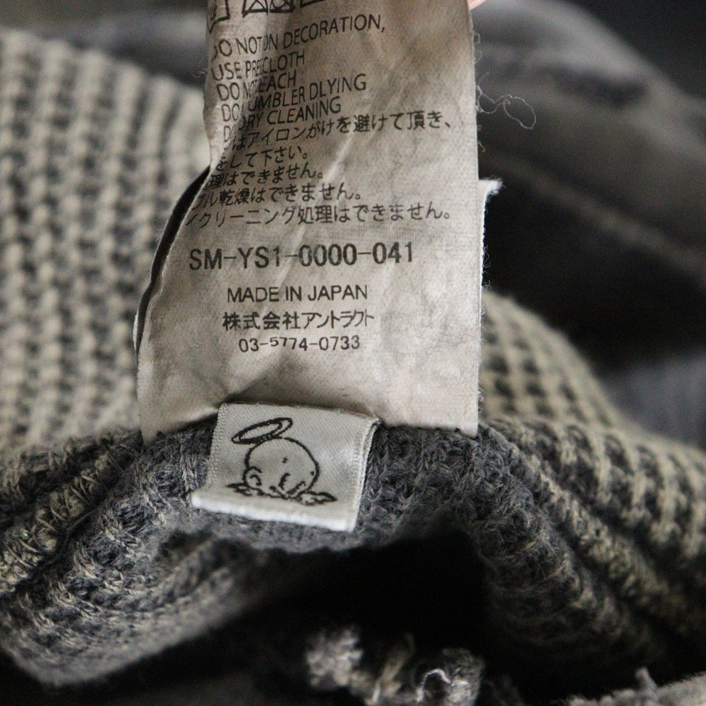 SAINT MICHAEL(セントマイケル) 24AW DBL FC ZIP HOODIE ダブルフェイス ダメージ加工 ジップアップフーディ スウェットパーカー チャコールグレー SM-YS1-0000-042