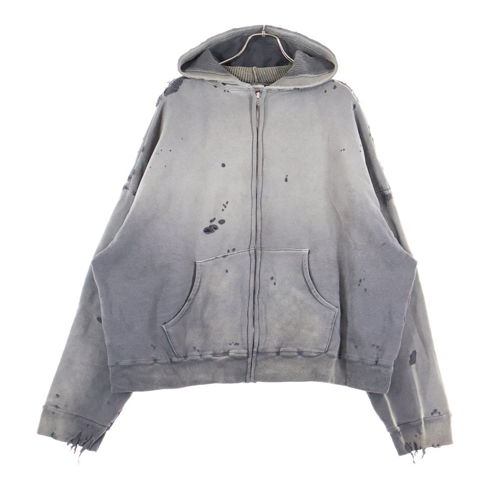 SAINT MICHAEL(セントマイケル) 24AW DBL FACE HOODIE ダブルフェイスフーディ プルオーバースウェットパーカー チャコールグレー SM-YS1-0000-041