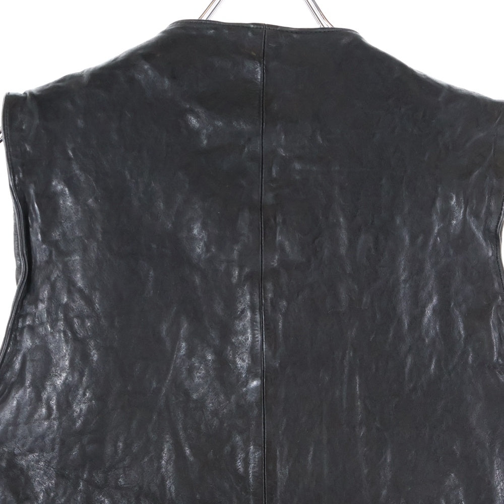 ISAMU KATAYAMA BACKLASH(イサムカタヤマバックラッシュ) FRENCH SHOULDER GARMENT-DYED VEST フレンチショルダー ガーメントダイ レザーベスト ジャケット ブラック 1842-08
