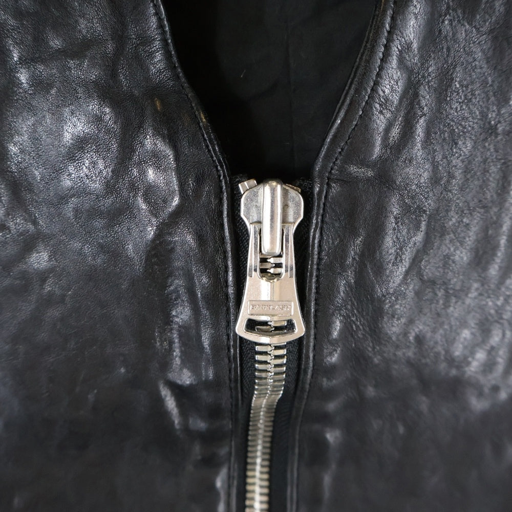 ISAMU KATAYAMA BACKLASH(イサムカタヤマバックラッシュ) FRENCH SHOULDER GARMENT-DYED VEST フレンチショルダー ガーメントダイ レザーベスト ジャケット ブラック 1842-08