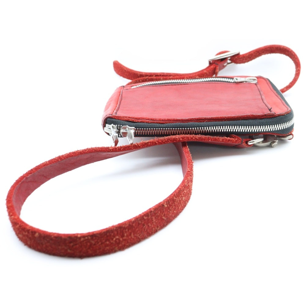ISAMU KATAYAMA BACKLASH(イサムカタヤマバックラッシュ) PORTABLE BAG DOUBLE-SHOULDER OBJECT DYED オブジェクトダイド ダブルショルダー ポータブルレザーバッグ レッド