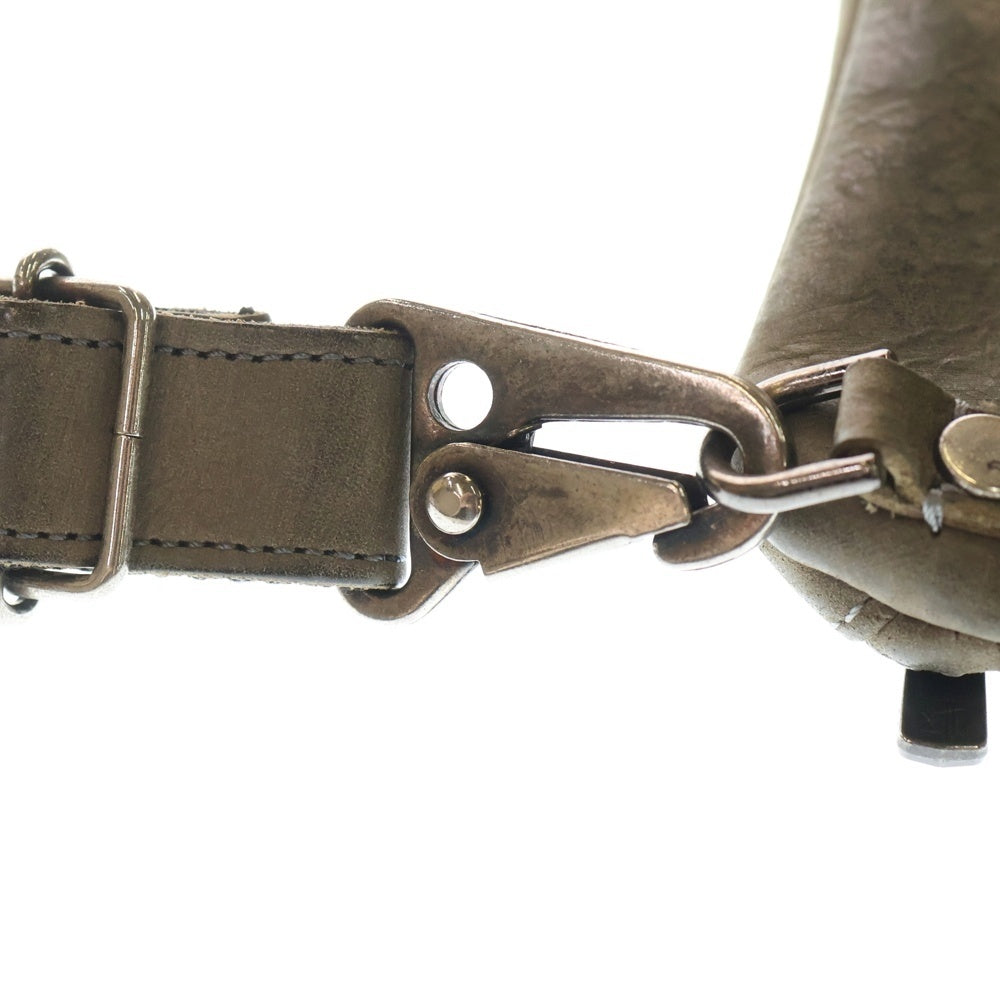 NO BRAND(ノーブランド) Portaille ポルタユ mini shoulder bag with overlock stitch オーバールックステッチ レザー ミニショルダーバッグ ブラウン