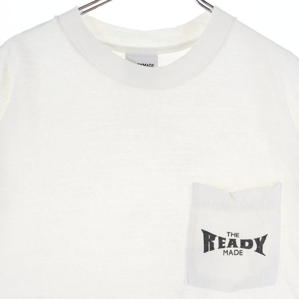 READY MADE(レディメイド) 24SS SS T-SHIRT POCKET ロゴプリント ポケットTシャツ 半袖カットソー ホワイト RE-CO-WH-00-00-277