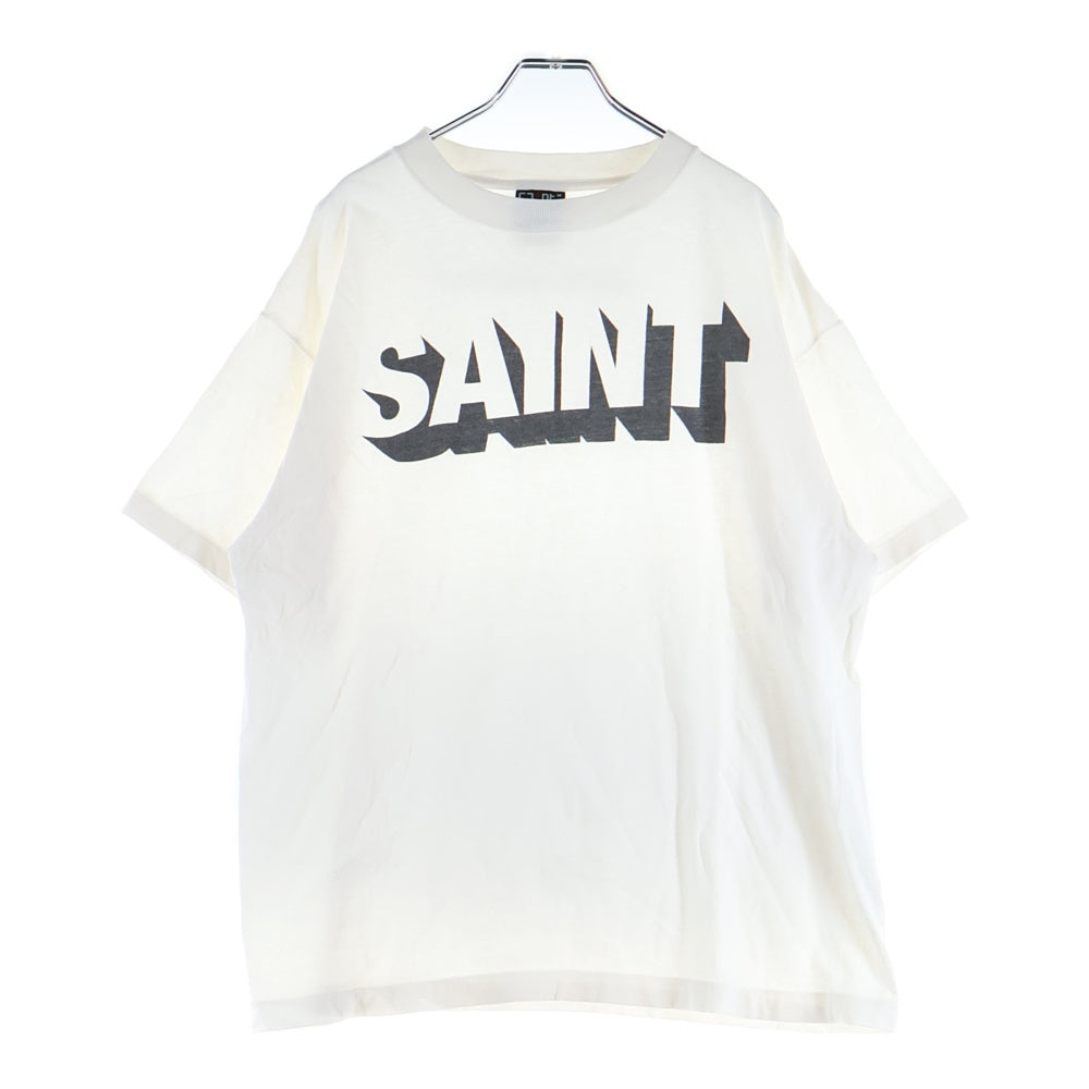 SAINT MICHAEL(セントマイケル) 25AW SS TEE/SAINT/WHITE ロゴプリントTシャツ 半袖カットソー ホワイト SM-HR1-0000-018
