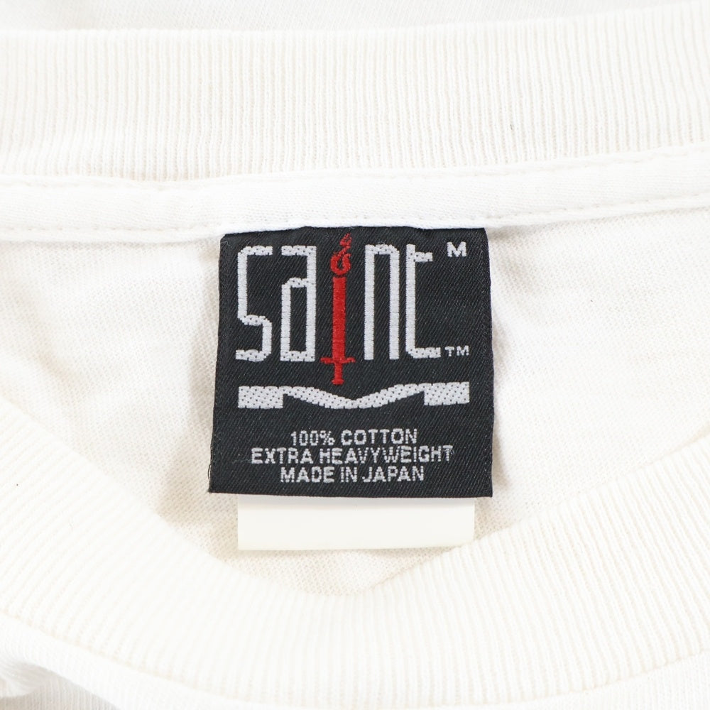 SAINT MICHAEL(セントマイケル) 25AW SS TEE/SAINT/WHITE ロゴプリントTシャツ 半袖カットソー ホワイト SM-HR1-0000-018