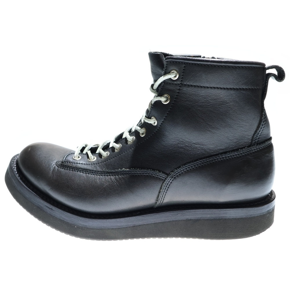 ISAMU KATAYAMA BACKLASH(イサムカタヤマバックラッシュ) JAPAN SHOULDER LACE-UP BOOTS ダブルショルダーレザー サイドジップ レースアップブーツ ブラック 649