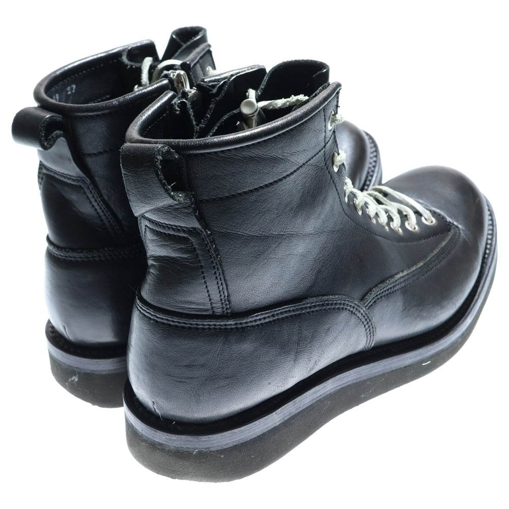 ISAMU KATAYAMA BACKLASH(イサムカタヤマバックラッシュ) JAPAN SHOULDER LACE-UP BOOTS ダブルショルダーレザー サイドジップ レースアップブーツ ブラック 649