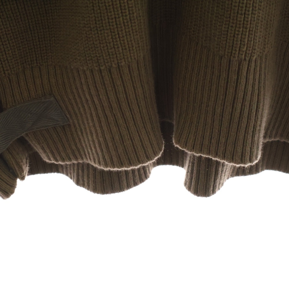 Sacai(サカイ) 23SS Nylon Twill Knit Pullover ナイロン切り替えプルオーバーニットセーター カーキ 23-02996M