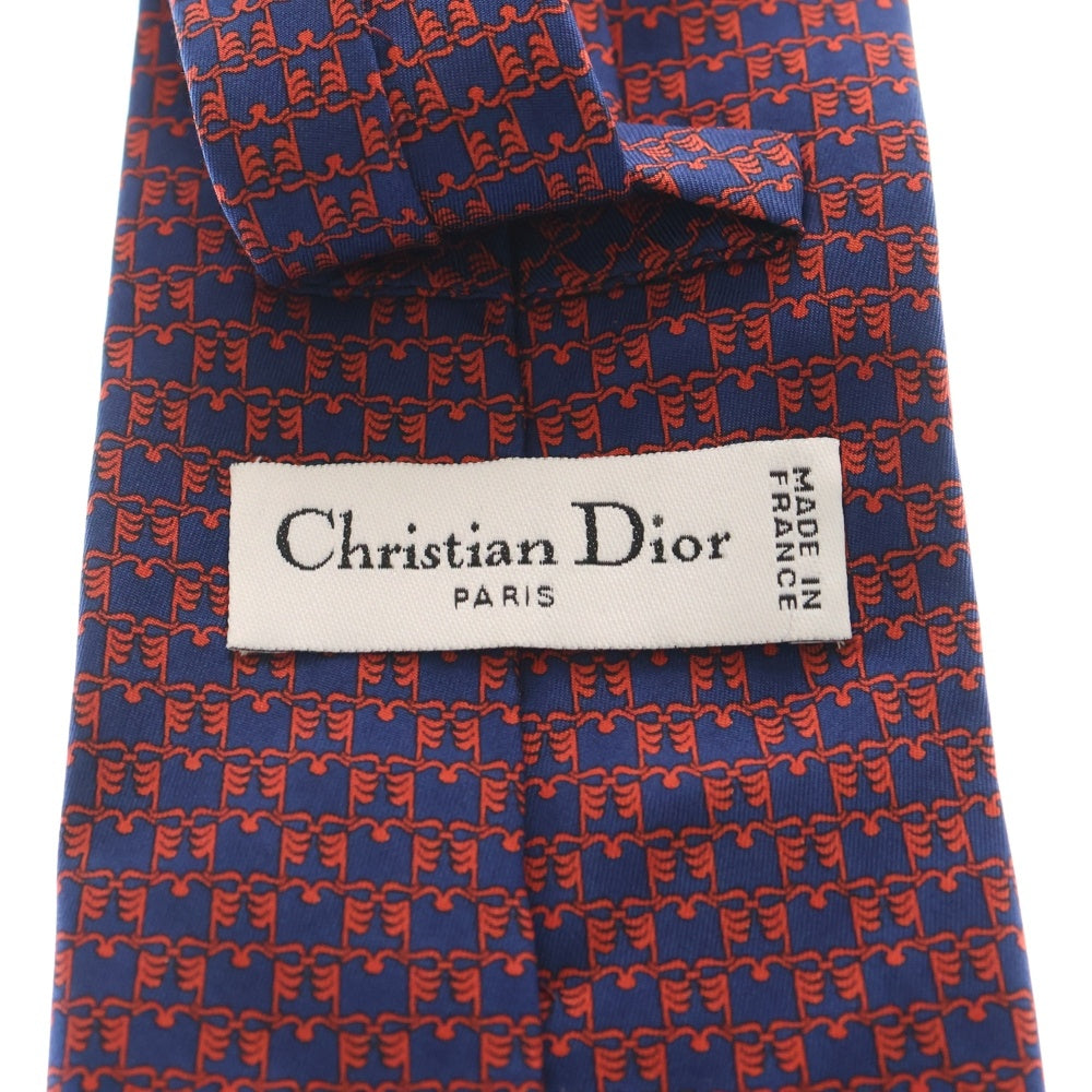 Christian Dior(クリスチャンディオール) 総柄 シルク ネクタイ レッド