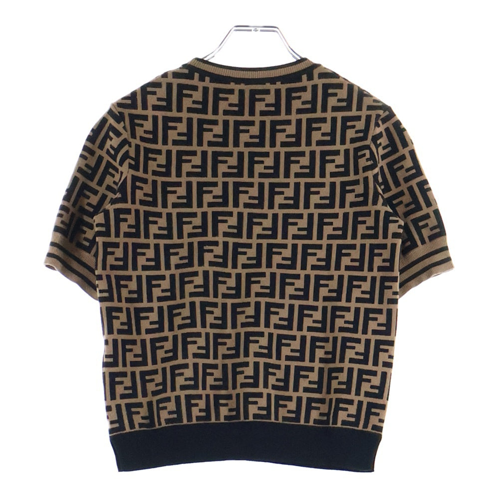 FENDI(フェンディ) ズッカ柄 半袖 ニット セーター ブラウン FZY702 A5QG レディース