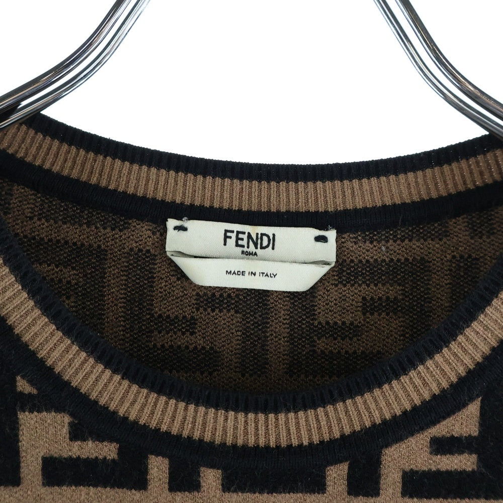FENDI(フェンディ) ズッカ柄 半袖 ニット セーター ブラウン FZY702 A5QG レディース