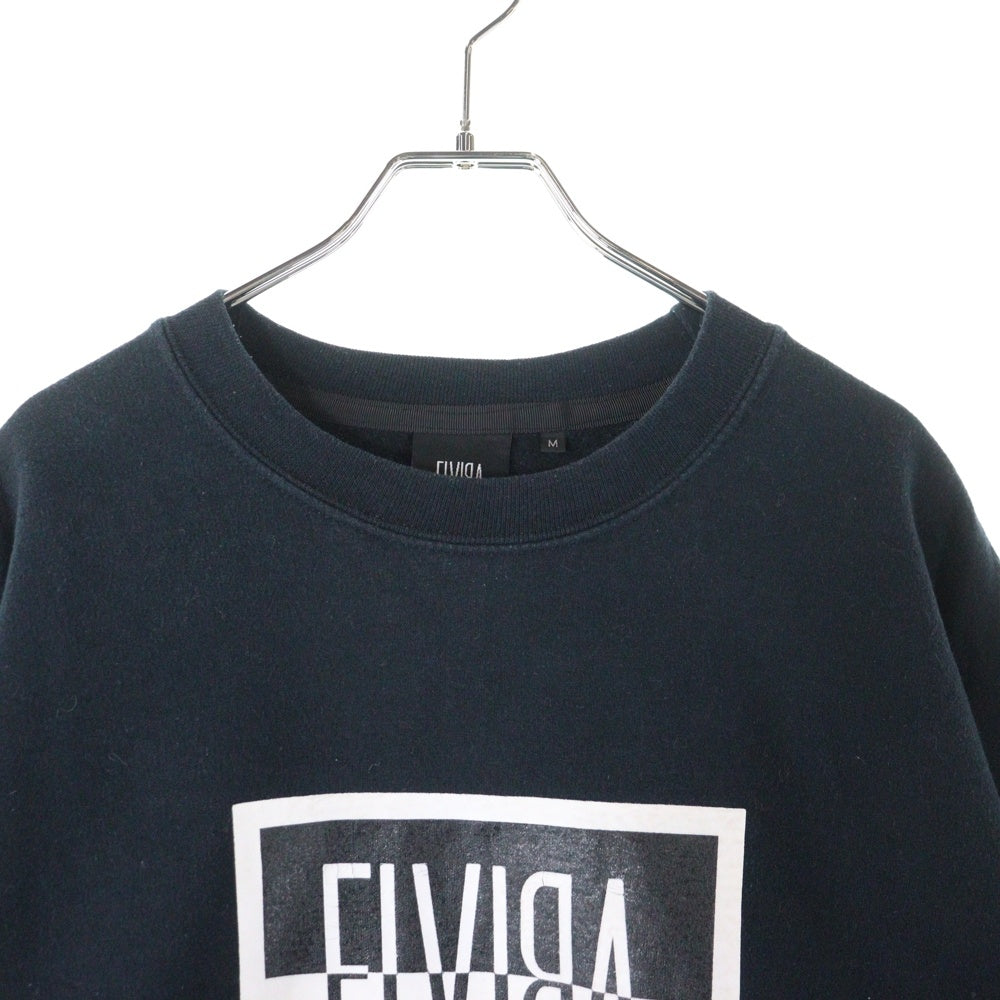 ELVIRA(エルビラ) フロントロゴプリント クルーネック スウェット トレーナー ブラック