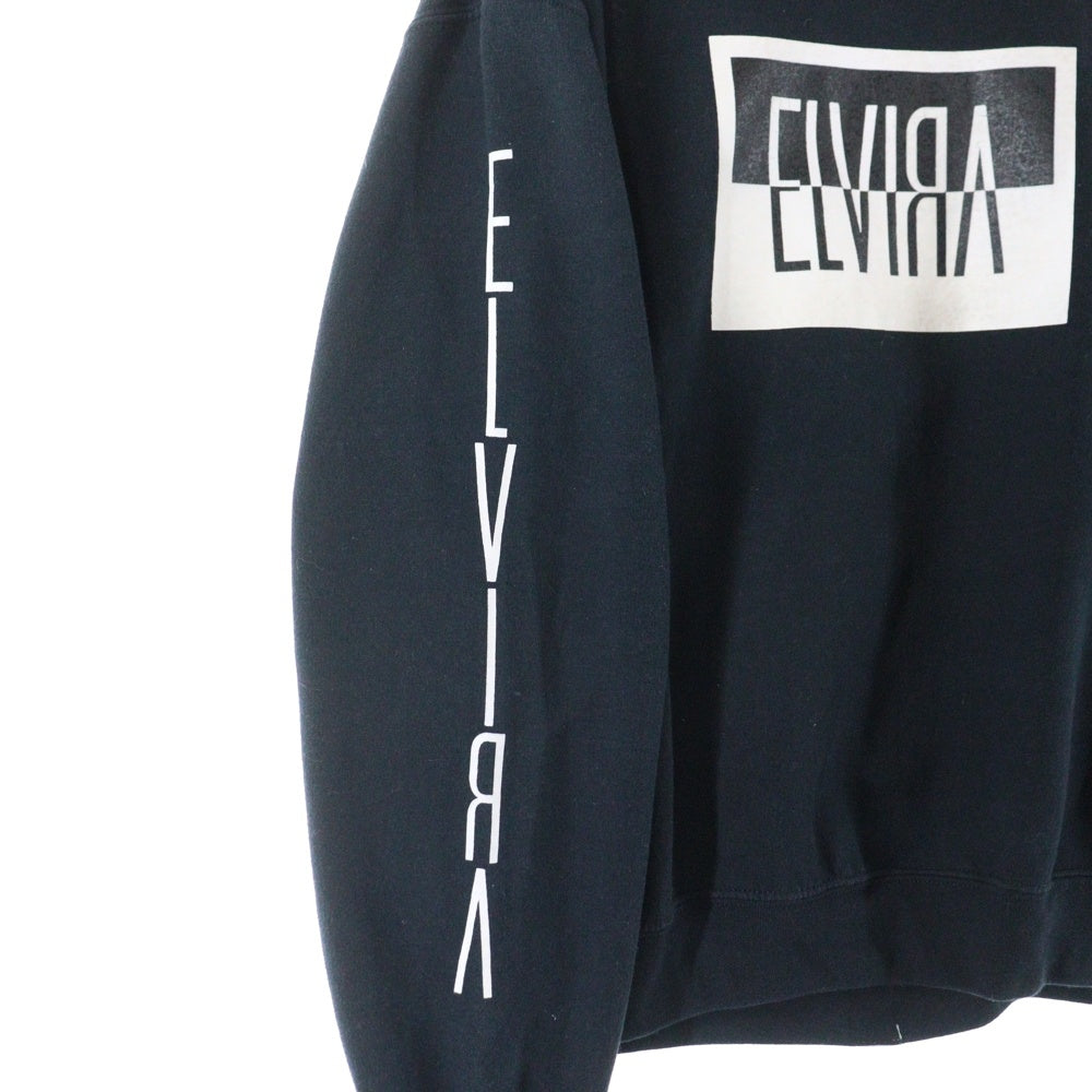 ELVIRA(エルビラ) フロントロゴプリント クルーネック スウェット トレーナー ブラック