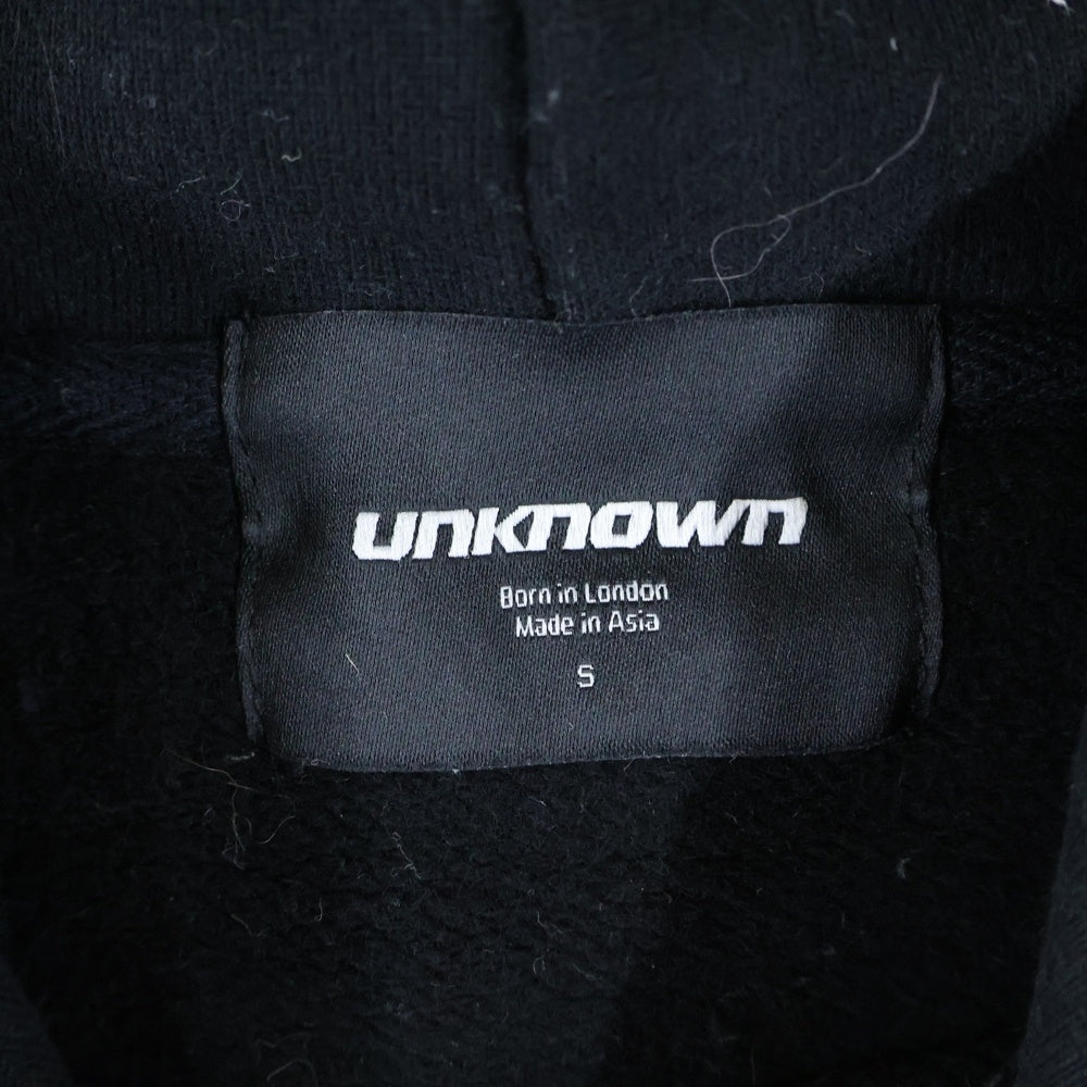 UNKNOWN LONDON(アンノーンロンドン) DETACHABLE PANEL RIBCAGE HOODIE デタッチャブルパネル リブゲージ プルオーバーフーディー パーカー スウェット ブラック