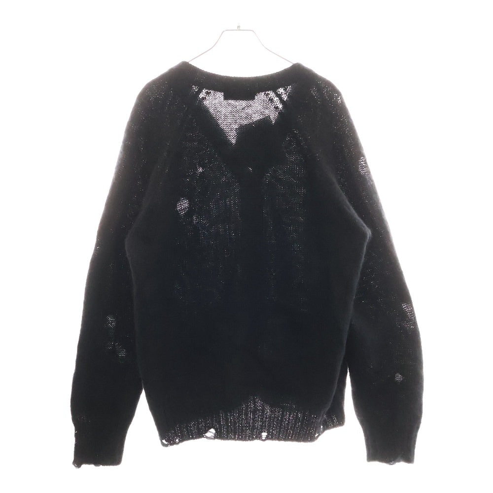 UNDERCOVER(アンダーカバー) 23AW モヘア ダメージ加工 ウール ニット カーディガン ブラック UC2C9903