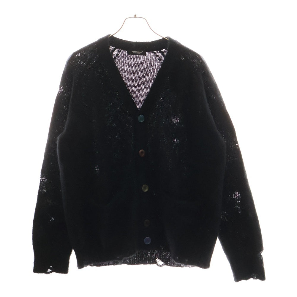 UNDERCOVER(アンダーカバー) 23AW モヘア ダメージ加工 ウール ニット カーディガン ブラック UC2C9903