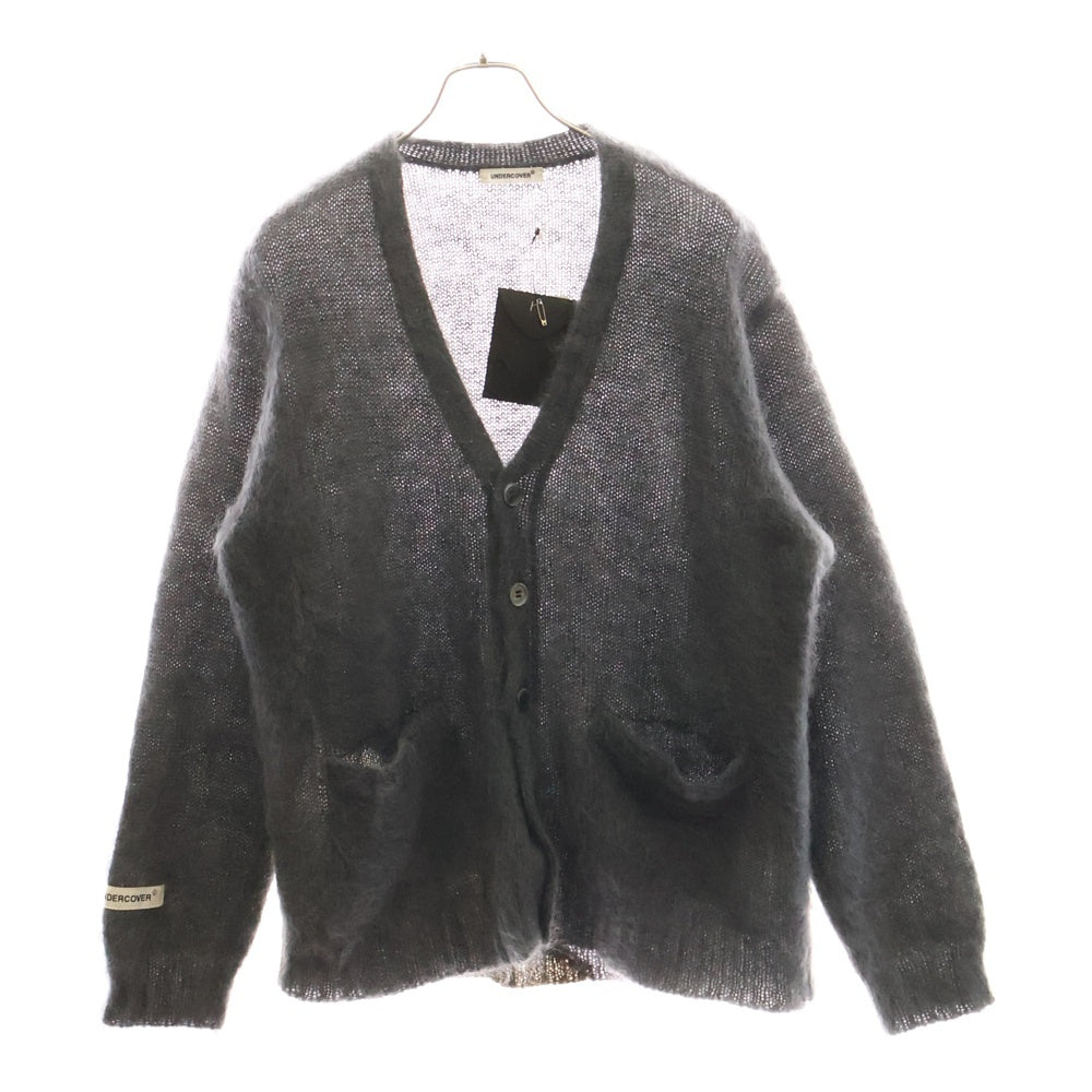 UNDERCOVER(アンダーカバー) 24AW 裾端配色 モヘア ウール ニット カーディガン グレー UP2D4905