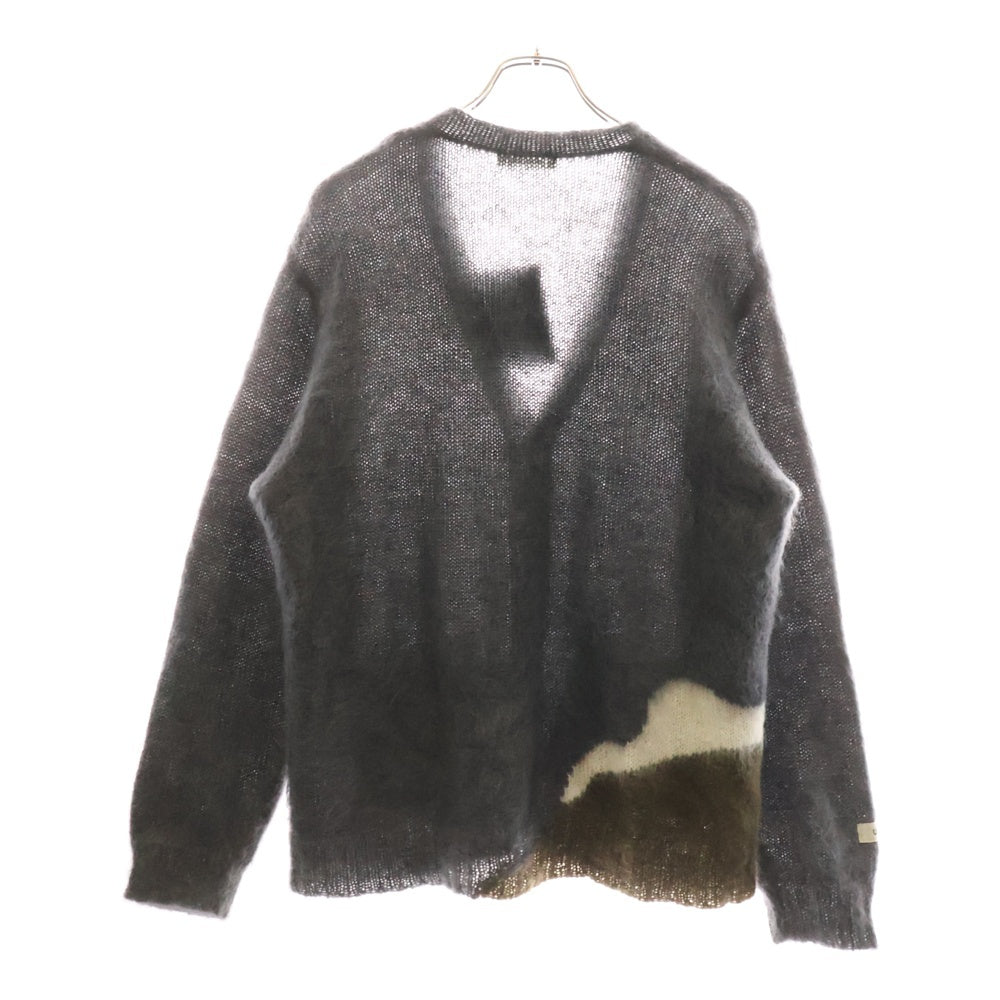 UNDERCOVER(アンダーカバー) 24AW 裾端配色 モヘア ウール ニット カーディガン グレー UP2D4905