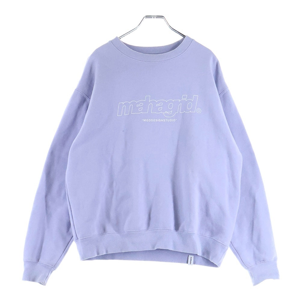NO BRAND(ノーブランド) MAHAGRID マハグリッド フロントロゴデザイン クルーネック カットソー スウェット トレーナー パープル MG2B MM481 APPS