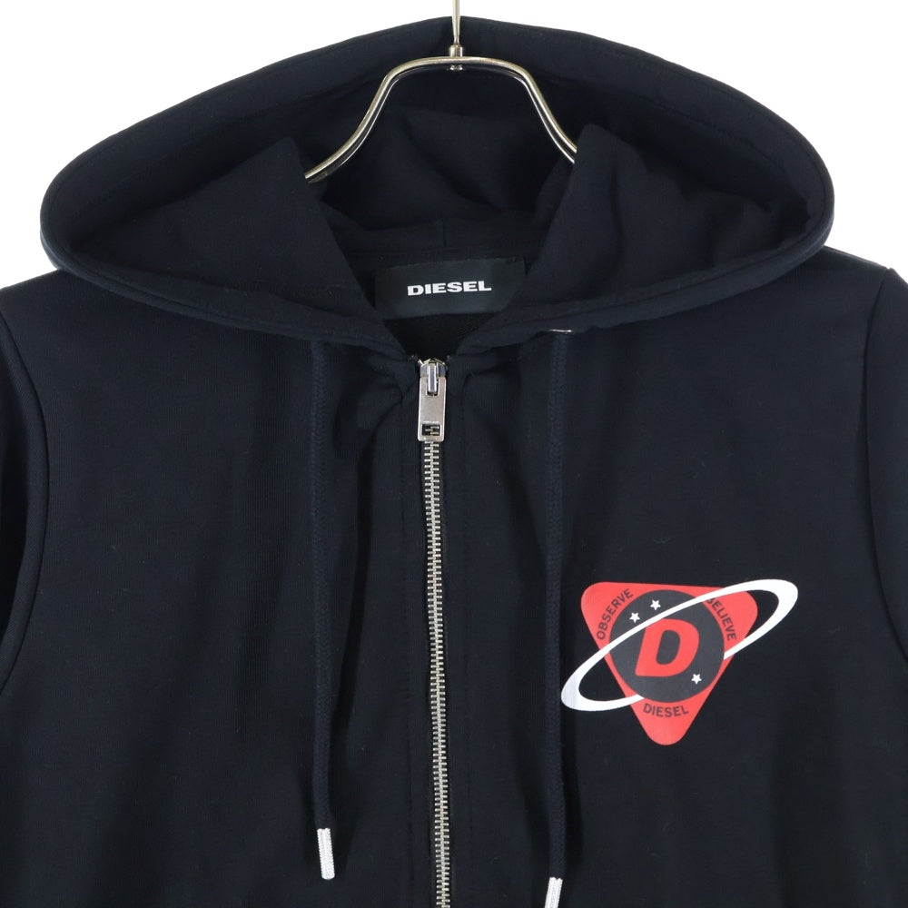 DIESEL(ディーゼル) S-GIRK-HOOD-ZIP 胸ロゴデザイン フーデッド ジップアップ スウェット パーカー ブラック A03371