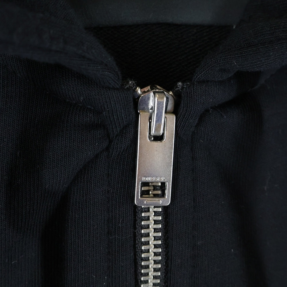 DIESEL(ディーゼル) S-GIRK-HOOD-ZIP 胸ロゴデザイン フーデッド ジップアップ スウェット パーカー ブラック A03371