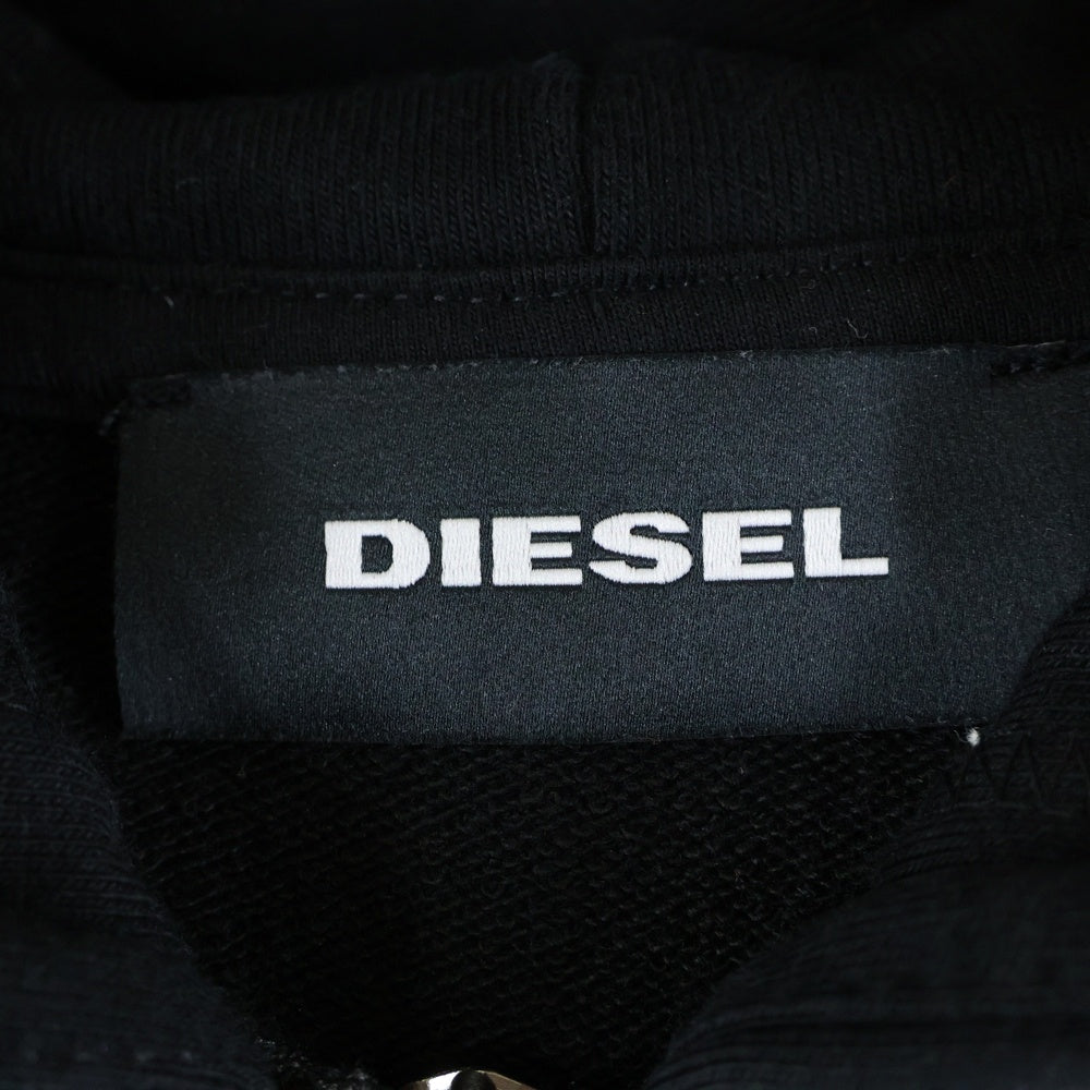 DIESEL(ディーゼル) S-GIRK-HOOD-ZIP 胸ロゴデザイン フーデッド ジップアップ スウェット パーカー ブラック A03371
