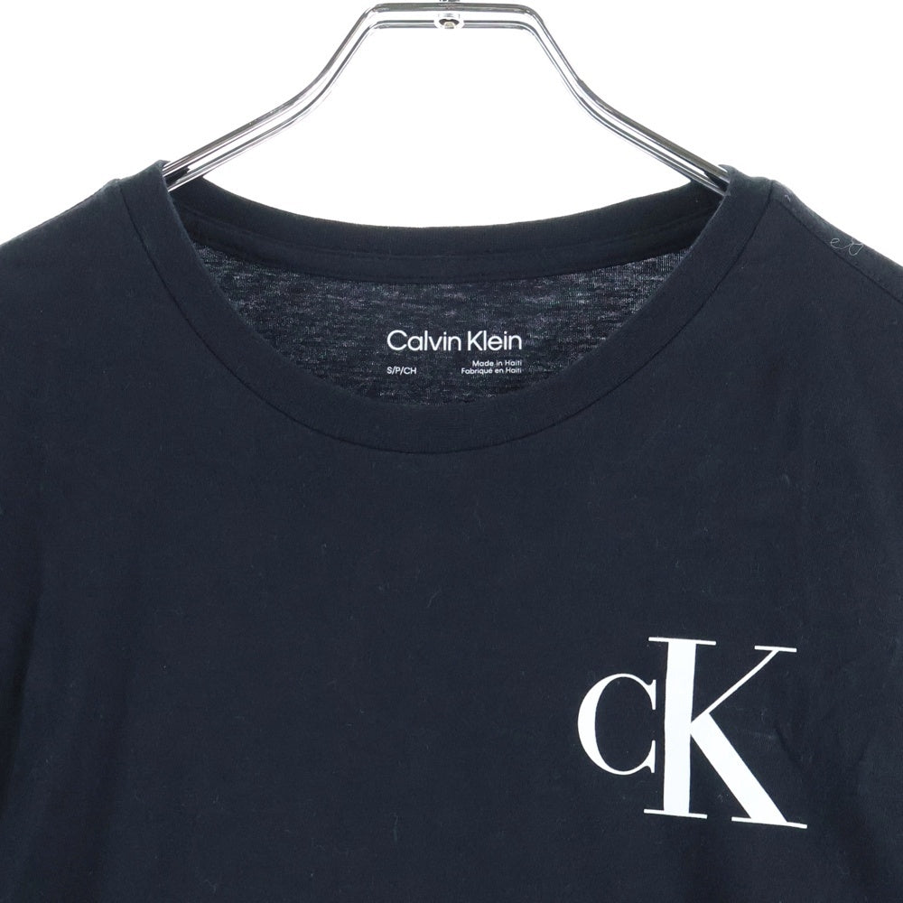 Calvin Klein(カルバンクライン) CKロゴプリント クルーネック 長袖Tシャツ カットソー ブラック