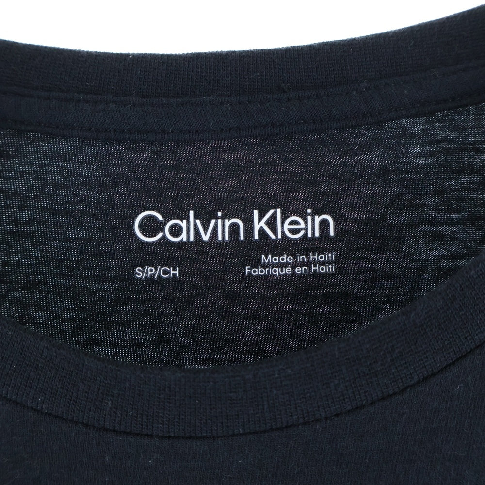 Calvin Klein(カルバンクライン) CKロゴプリント クルーネック 長袖Tシャツ カットソー ブラック