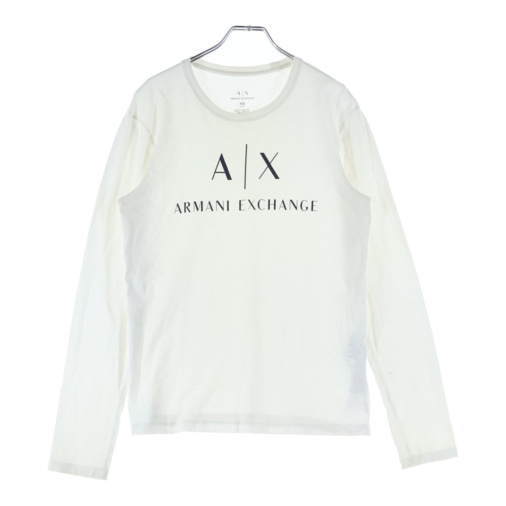 Armani Exchange(アルマーニ エクスチェンジ) ロゴプリント クルーネック 長袖Tシャツ カットソー ホワイト