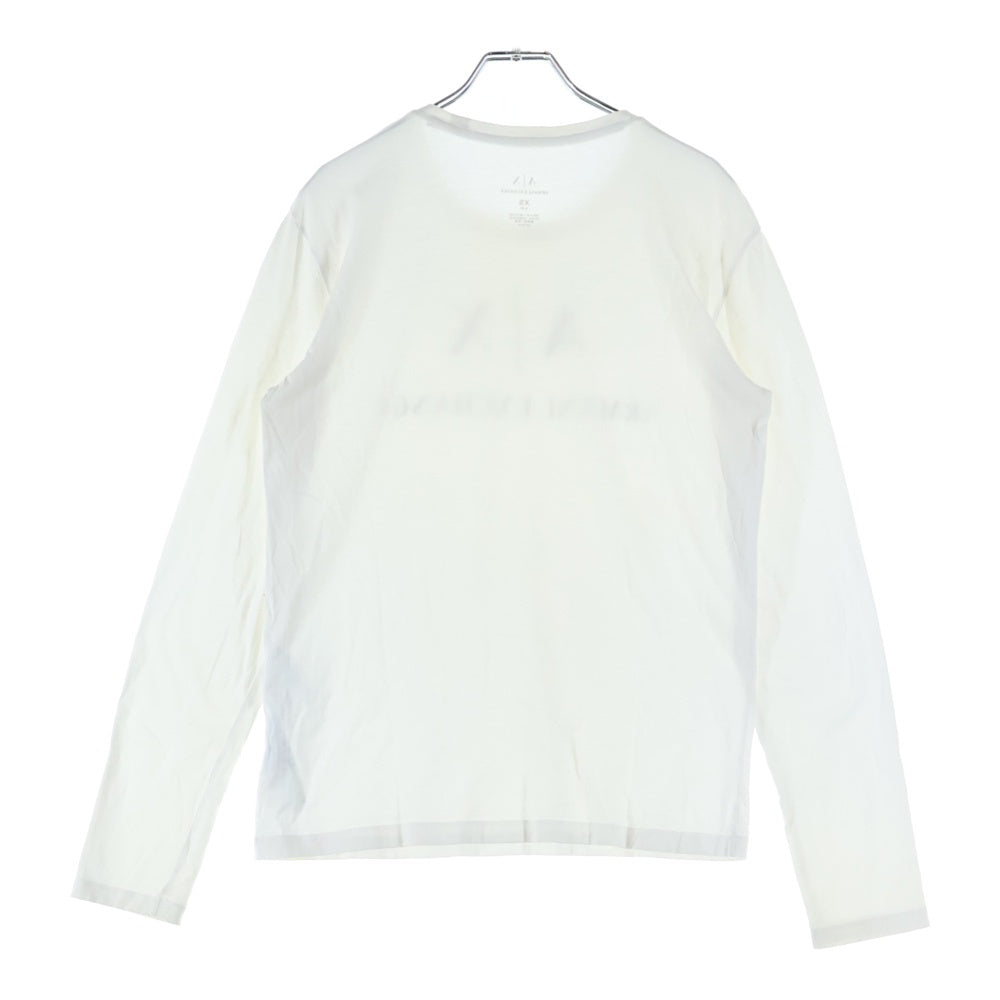 Armani Exchange(アルマーニ エクスチェンジ) ロゴプリント クルーネック 長袖Tシャツ カットソー ホワイト