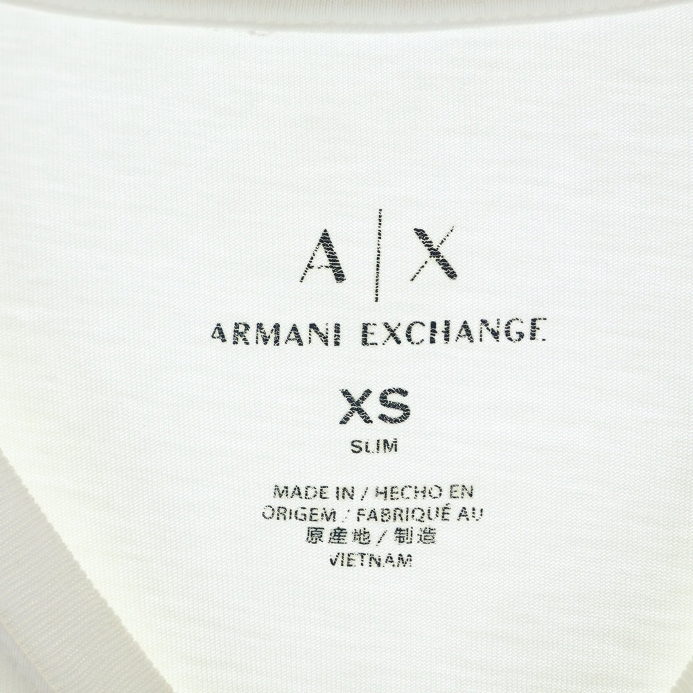 Armani Exchange(アルマーニ エクスチェンジ) ロゴプリント クルーネック 長袖Tシャツ カットソー ホワイト