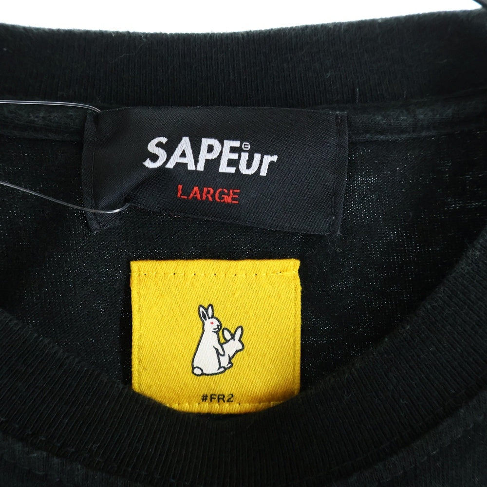 SAPEur(サプール) ×FR2 ハートラビット プリント バレンタイン 長袖ロングスリーブTシャツ カットソー ブラック