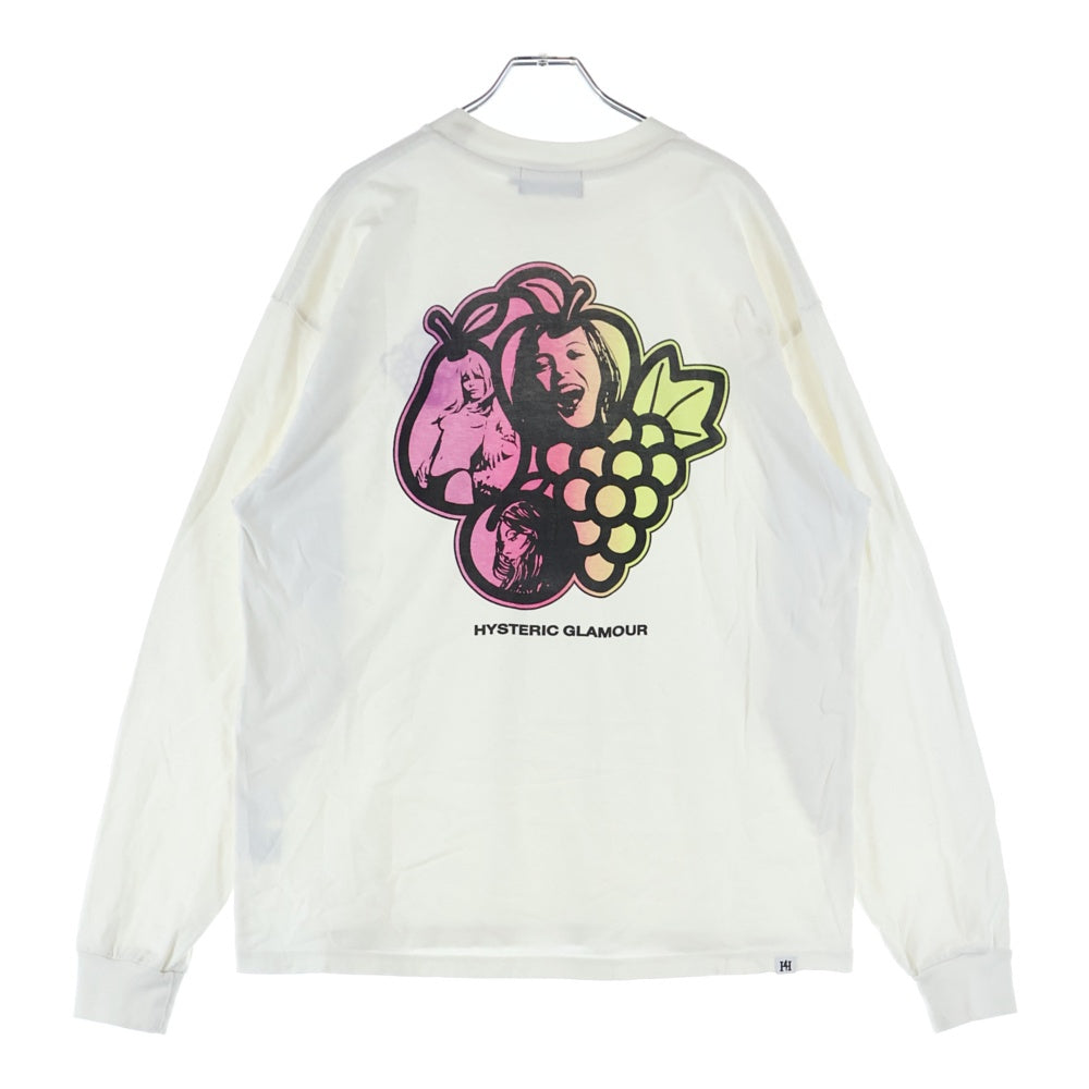 HYSTERIC GLAMOUR(ヒステリックグラマー) HYS FRUITS ヒス フルーツ 長袖 ロングスリーブTシャツ カットソー ホワイト/パープル 02221CL04