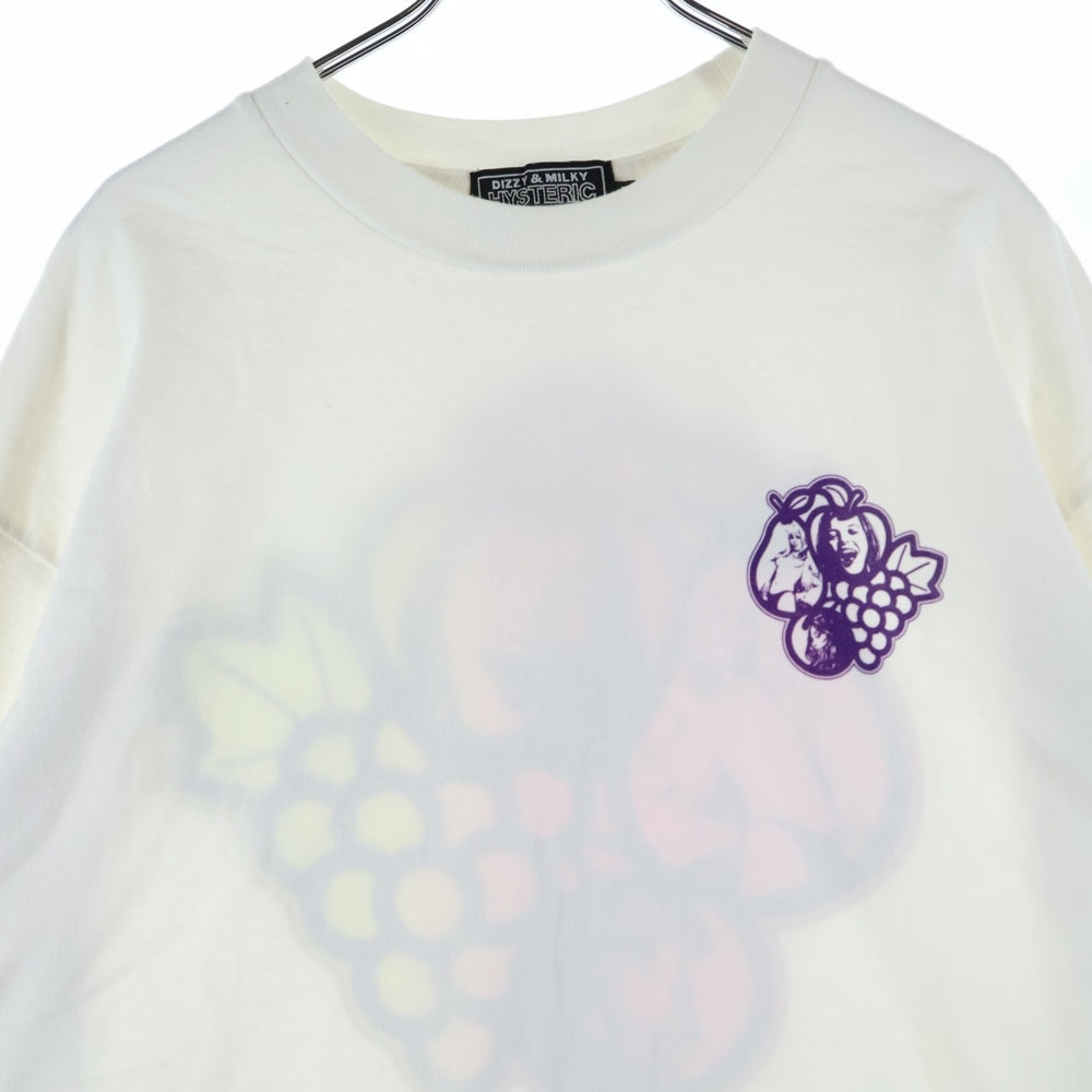 HYSTERIC GLAMOUR(ヒステリックグラマー) HYS FRUITS ヒス フルーツ 長袖 ロングスリーブTシャツ カットソー ホワイト/パープル 02221CL04