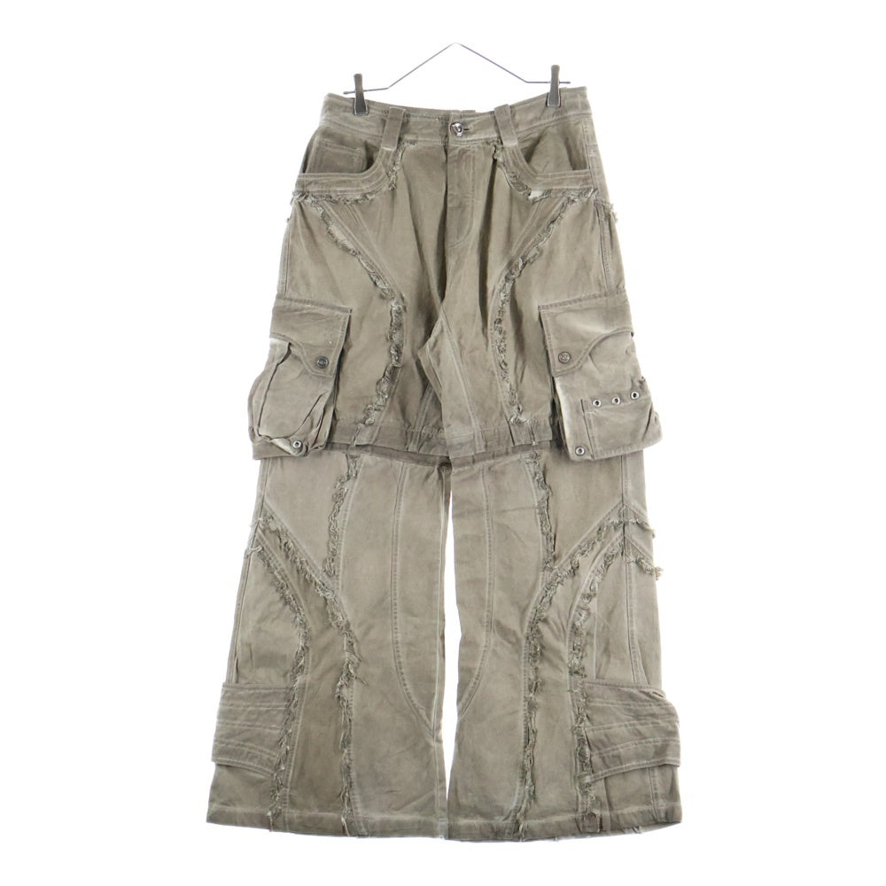 Personsoul(パーソンソール) STRUCTURED PANTS USED加工 ストラクチャード ワイドカーゴパンツ ブラウン