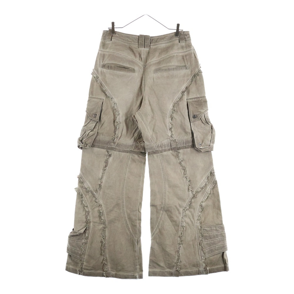 Personsoul(パーソンソール) STRUCTURED PANTS USED加工 ストラクチャード ワイドカーゴパンツ ブラウン