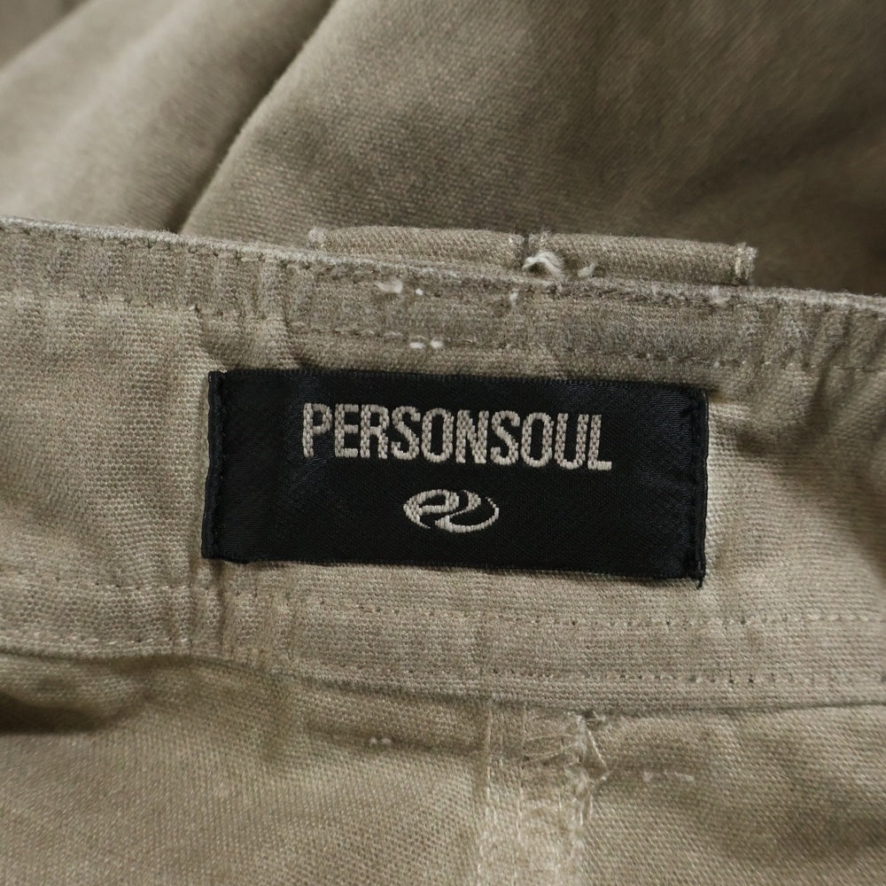 Personsoul(パーソンソール) STRUCTURED PANTS USED加工 ストラクチャード ワイドカーゴパンツ ブラウン