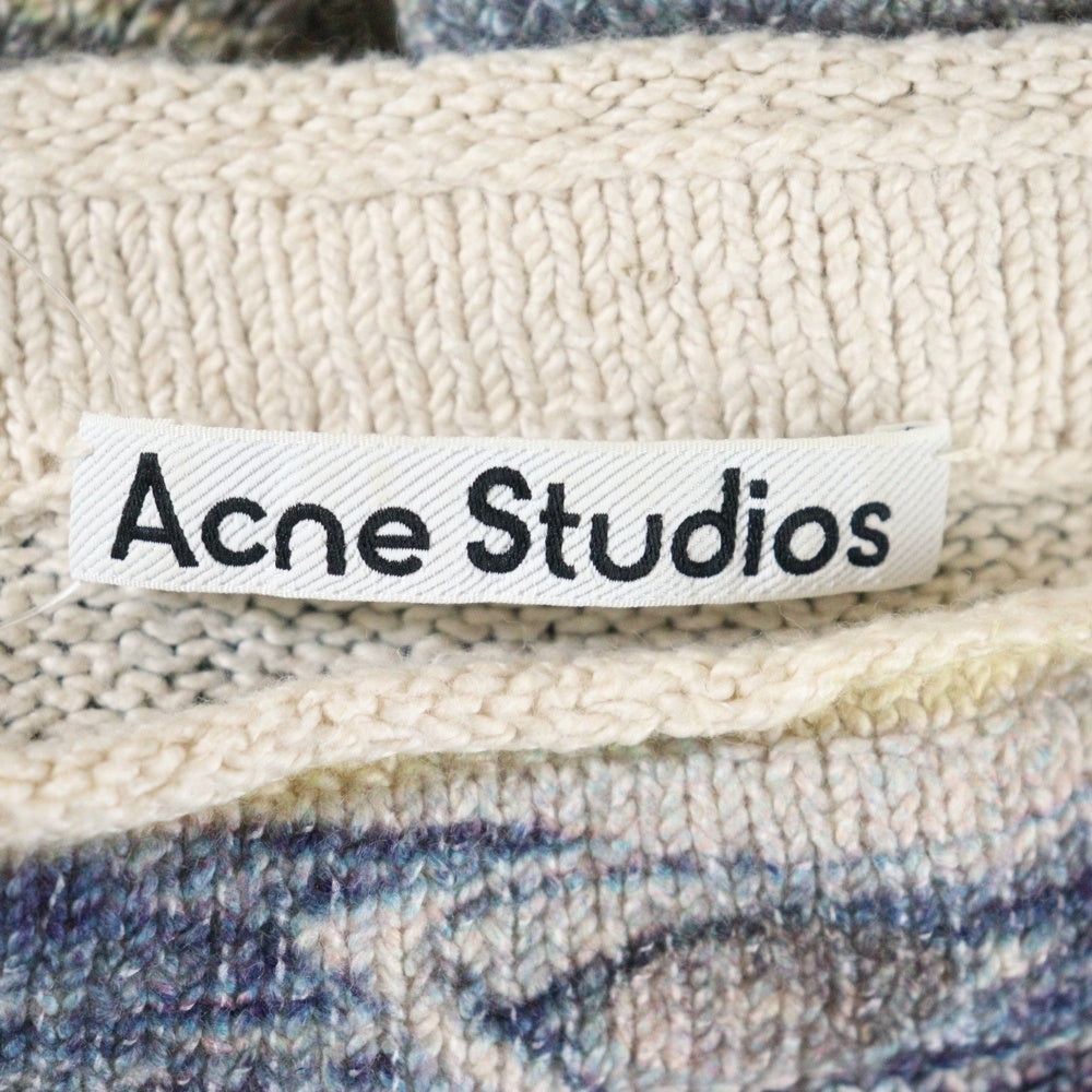 Acne Studios(アクネ ストゥディオズ) PRINTED SWEATER 総柄グラフィックプリント コットンポリニット セーター ブルー/アイボリー FN-MN-KNIT000531
