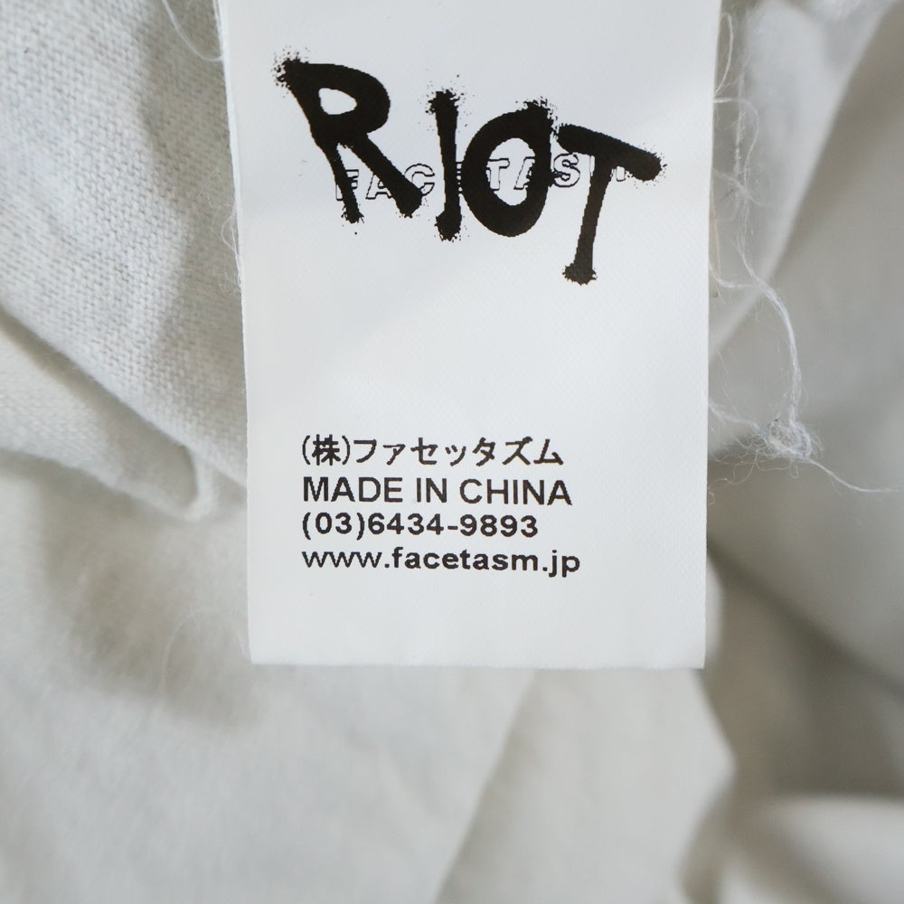 FACETASM(ファセッタズム) RIOT BRAID CORD TEE ライオット フロントポケット 半袖Tシャツ カットソー ホワイト RF20AW-TEE-U02