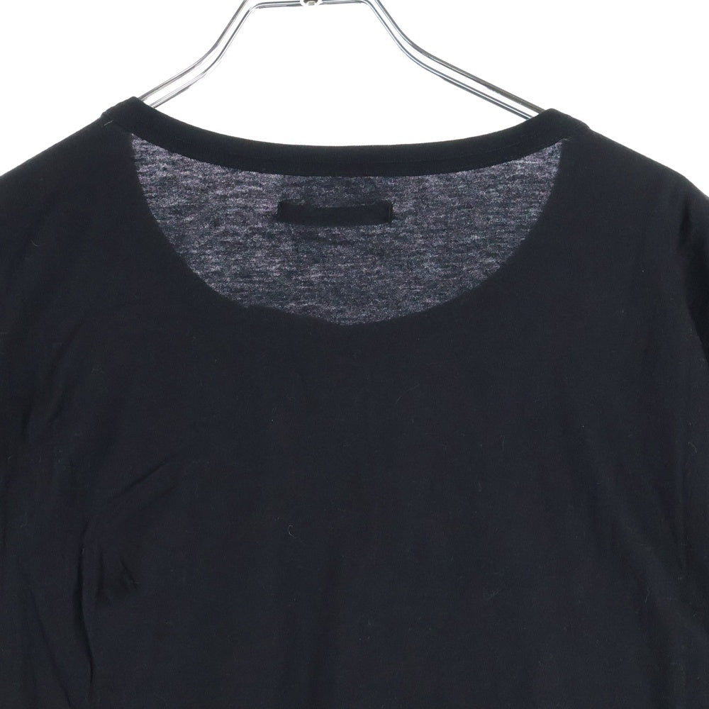 TAAKK(ターク) 25SS RUFFLE PRINT T-SHIRTS フリルデザイン グラフィックプリント クルーネック 半袖Tシャツ カットソー ブラック TA25SS-JR090