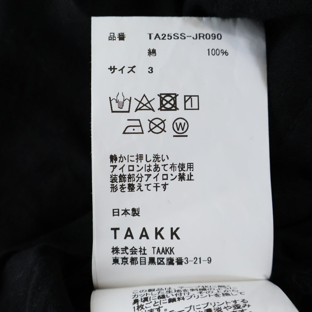 TAAKK(ターク) 25SS RUFFLE PRINT T-SHIRTS フリルデザイン グラフィックプリント クルーネック 半袖Tシャツ カットソー ブラック TA25SS-JR090