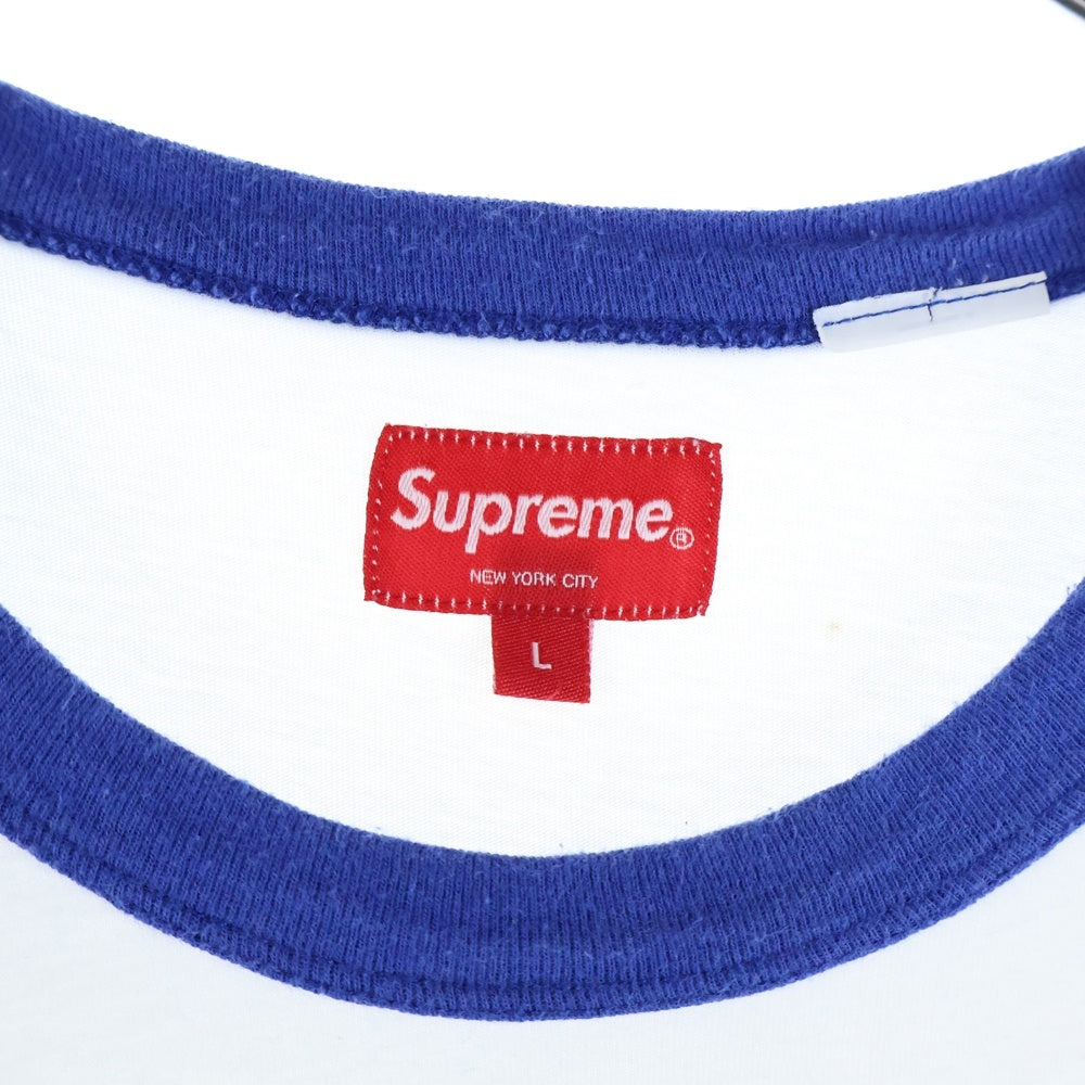 SUPREME(シュプリーム) 23SS Sex in Heaven Ringer Tee セックスインヘブン フロントプリント 半袖リンガーTシャツ ホワイト/ブルー