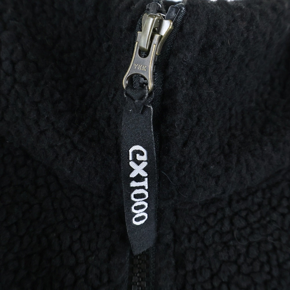 GX1000(ジーエックスセン) マルチポケット ロゴデザインジップアップ ボアジャケット ブラック