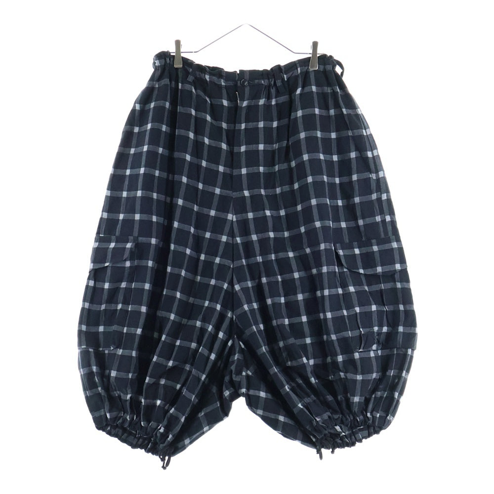 Y's(ワイズ) COTTON CUPRO PLAID PANTS コットンキュプラ チェック柄 サルエルパンツ ブラック レディース YD-P27-021