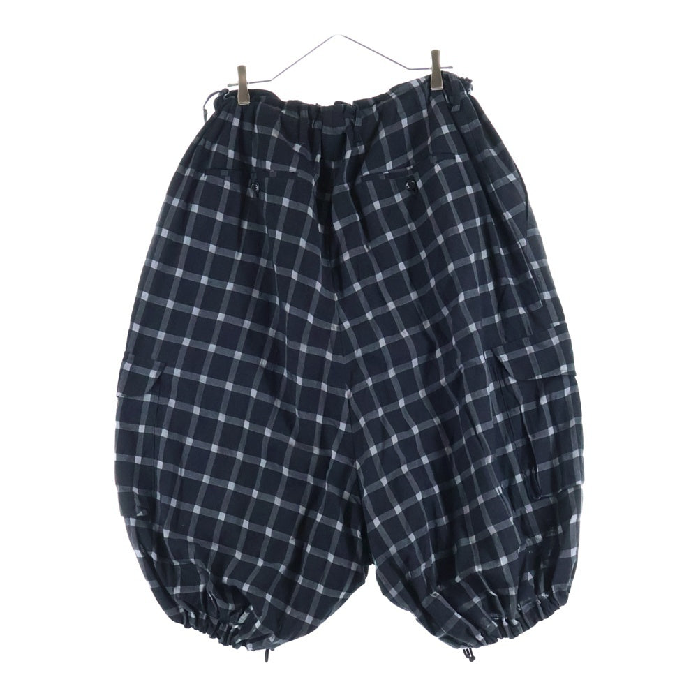 Y's(ワイズ) COTTON CUPRO PLAID PANTS コットンキュプラ チェック柄 サルエルパンツ ブラック レディース YD-P27-021