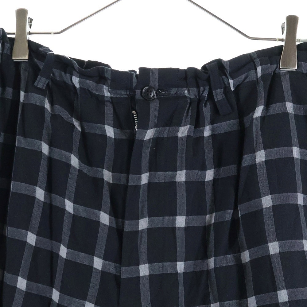 Y's(ワイズ) COTTON CUPRO PLAID PANTS コットンキュプラ チェック柄 サルエルパンツ ブラック レディース YD-P27-021