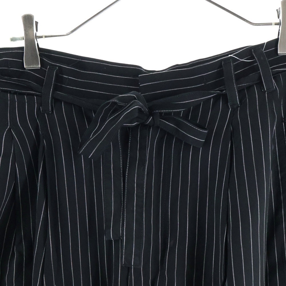 BED J.W. FORD(ベッドフォード) 20SS カットオフ デザイン 2タック ストライプ パンツ ブラック 20SS‐B‐PT02‐2