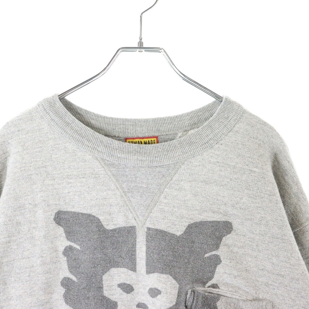 HUMAN MADE(ヒューマンメイド) MILITARY SWEATSHIRT フロントロゴデザイン 胸ポケット ミリタリー クルーネック スウェット セーター グレー HM29CS004
