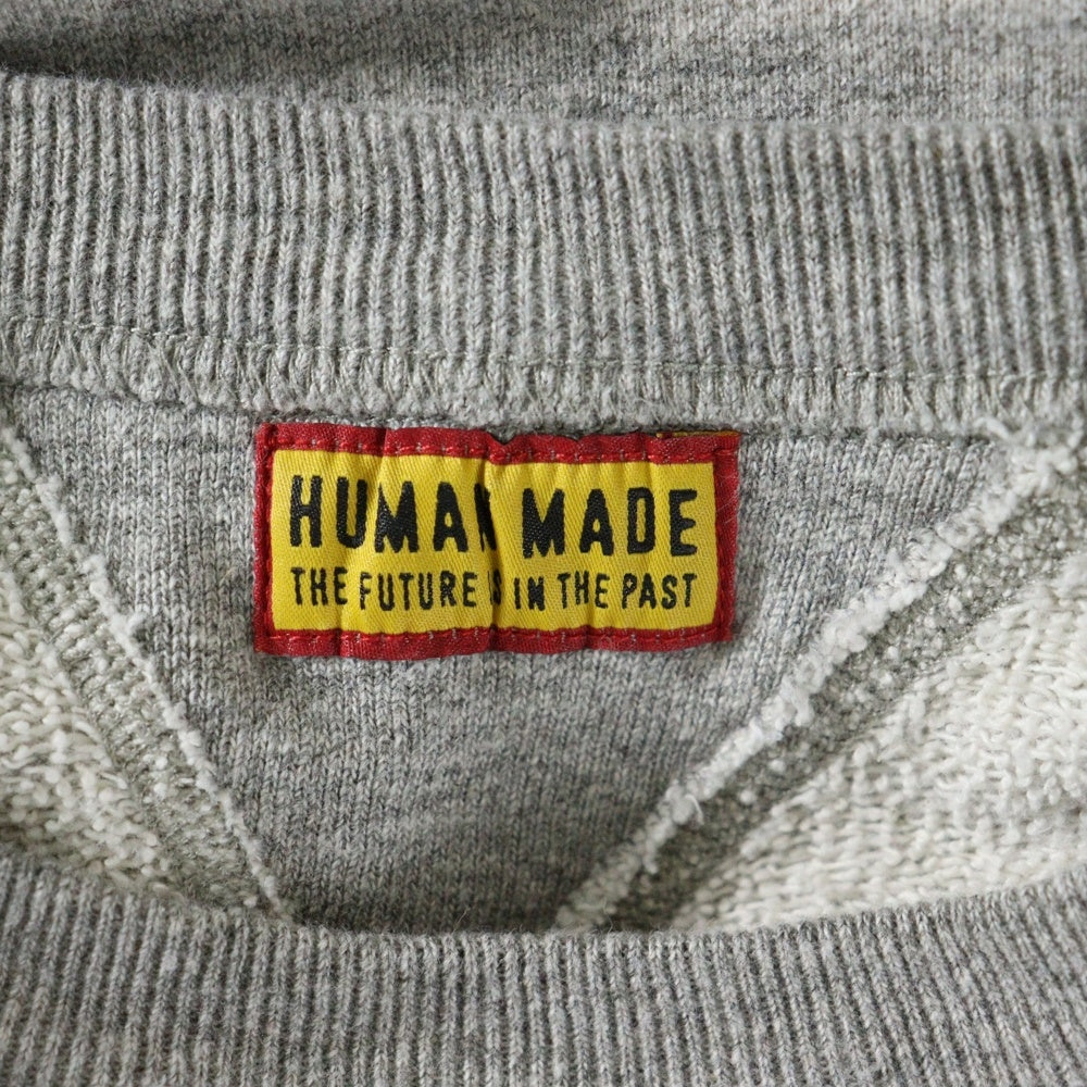HUMAN MADE(ヒューマンメイド) MILITARY SWEATSHIRT フロントロゴデザイン 胸ポケット ミリタリー クルーネック スウェット セーター グレー HM29CS004