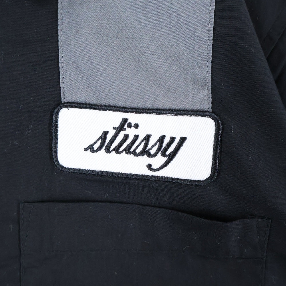 STUSSY(ステューシー) ZIP UP WORK SHIRT ジップアップ 半袖ワークシャツ ブラック